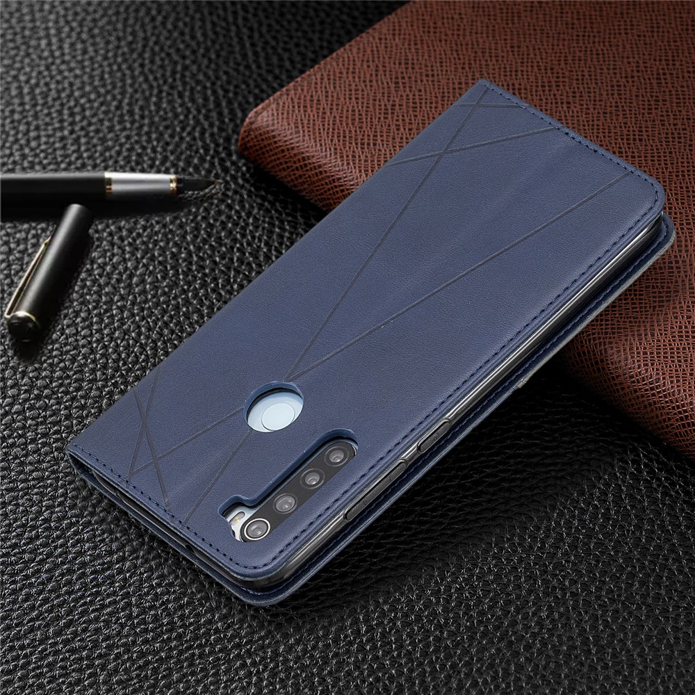 Geometric Pattern Stand Leather Card Holder Case for Xiaomi Redmi Note 8 - Blue-9