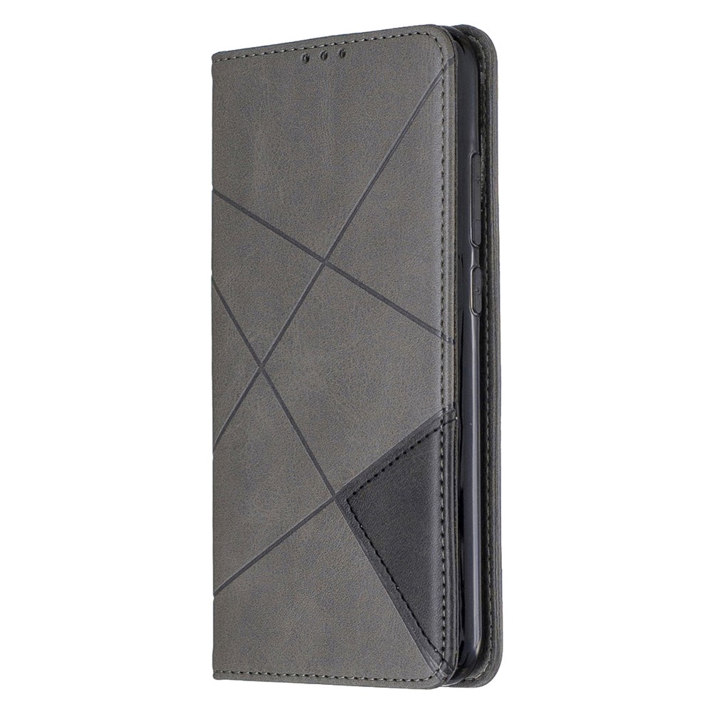 Geometric Pattern Stand Leather Card Holder Case for Xiaomi Redmi Note 8 - Grey-2