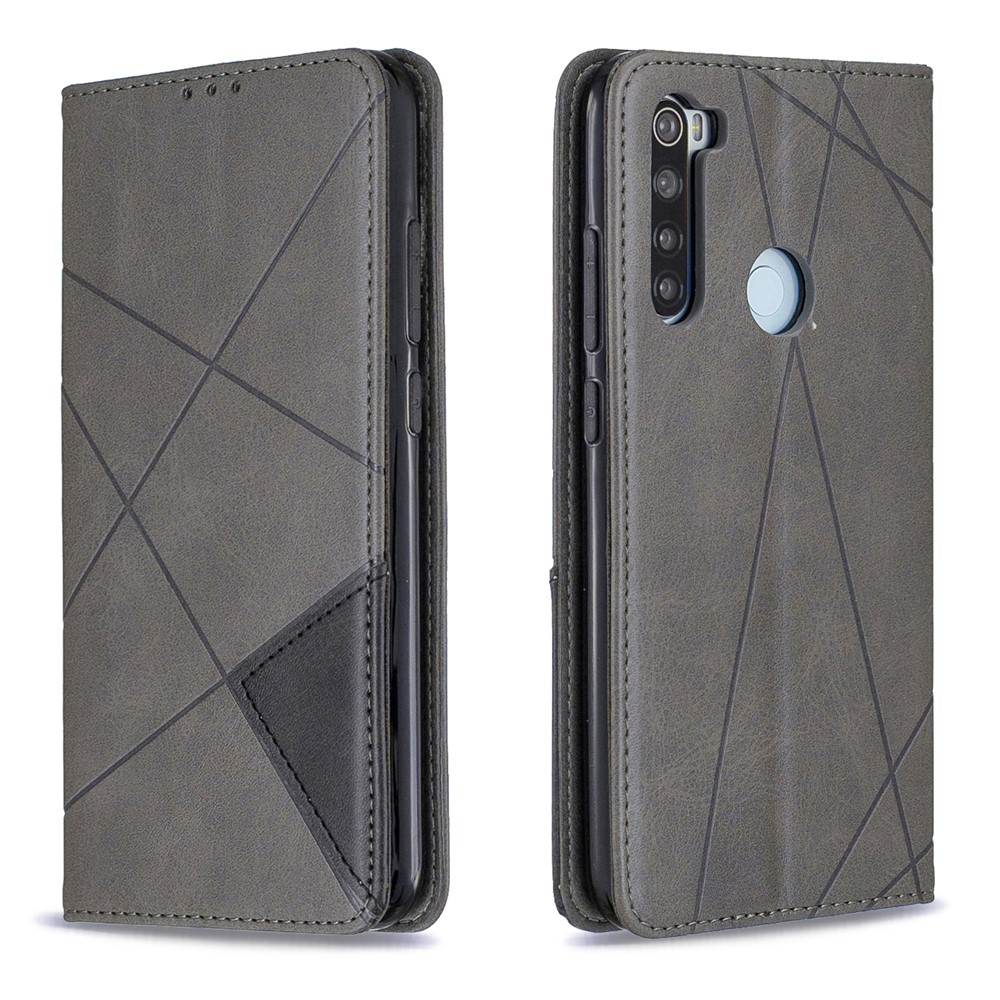 Geometric Pattern Stand Leather Card Holder Case for Xiaomi Redmi Note 8 - Grey-4