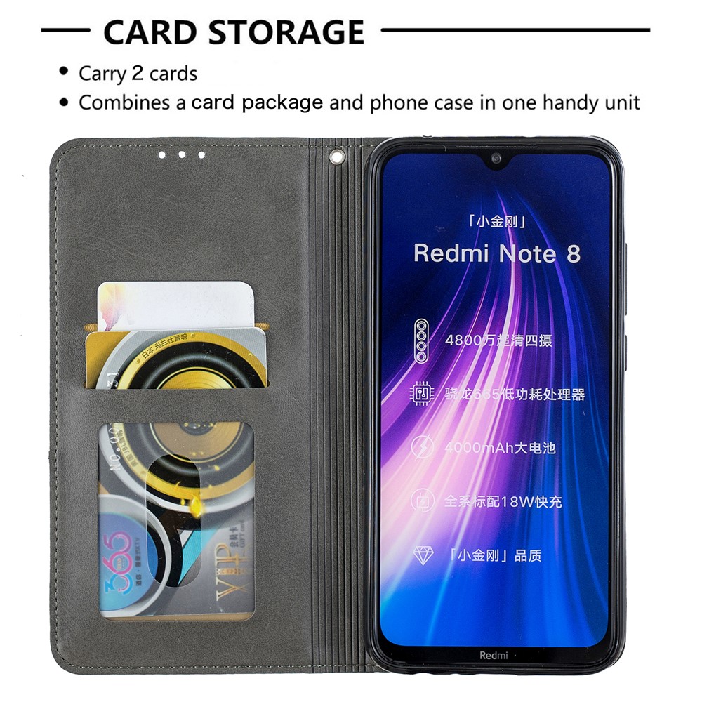 Geometric Pattern Stand Leather Card Holder Case for Xiaomi Redmi Note 8 - Grey-7