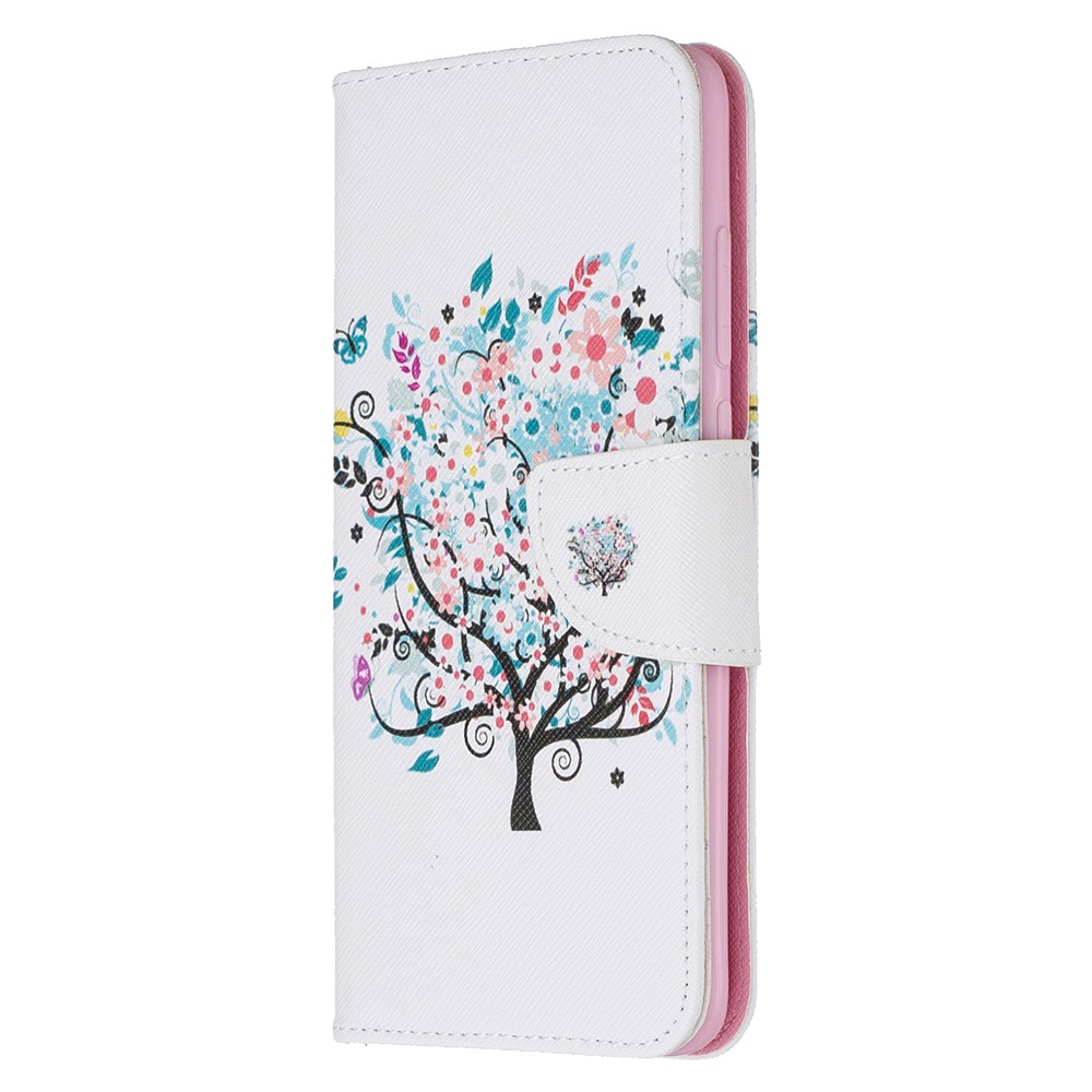 Estuche de Billetera de Cuero de Impresión de Patrones Para Xiaomi Redmi Note 8 Pro - Árbol de Flores-2