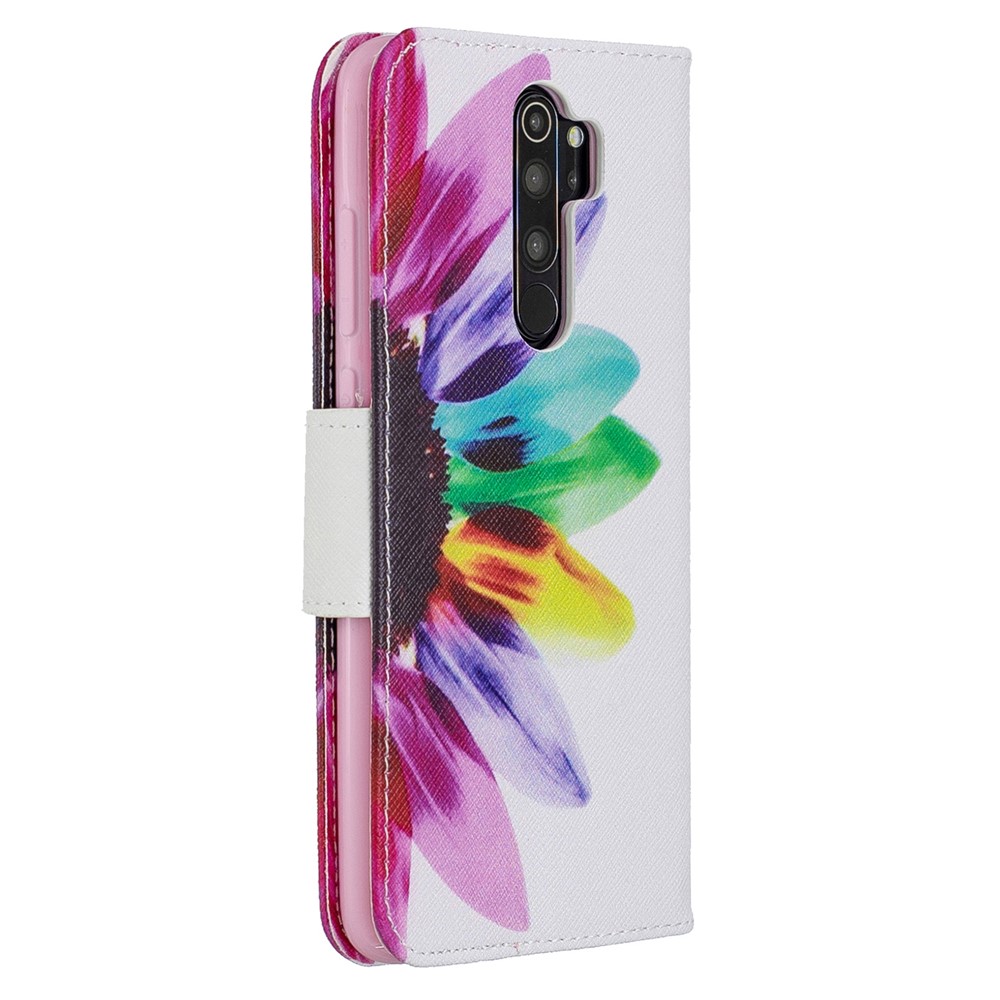 Pattern Printing Leather Wallet Case for Xiaomi Redmi Note 8 Pro - Colorful Petals-3