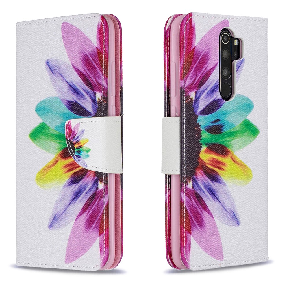 Pattern Printing Leather Wallet Case for Xiaomi Redmi Note 8 Pro - Colorful Petals-4