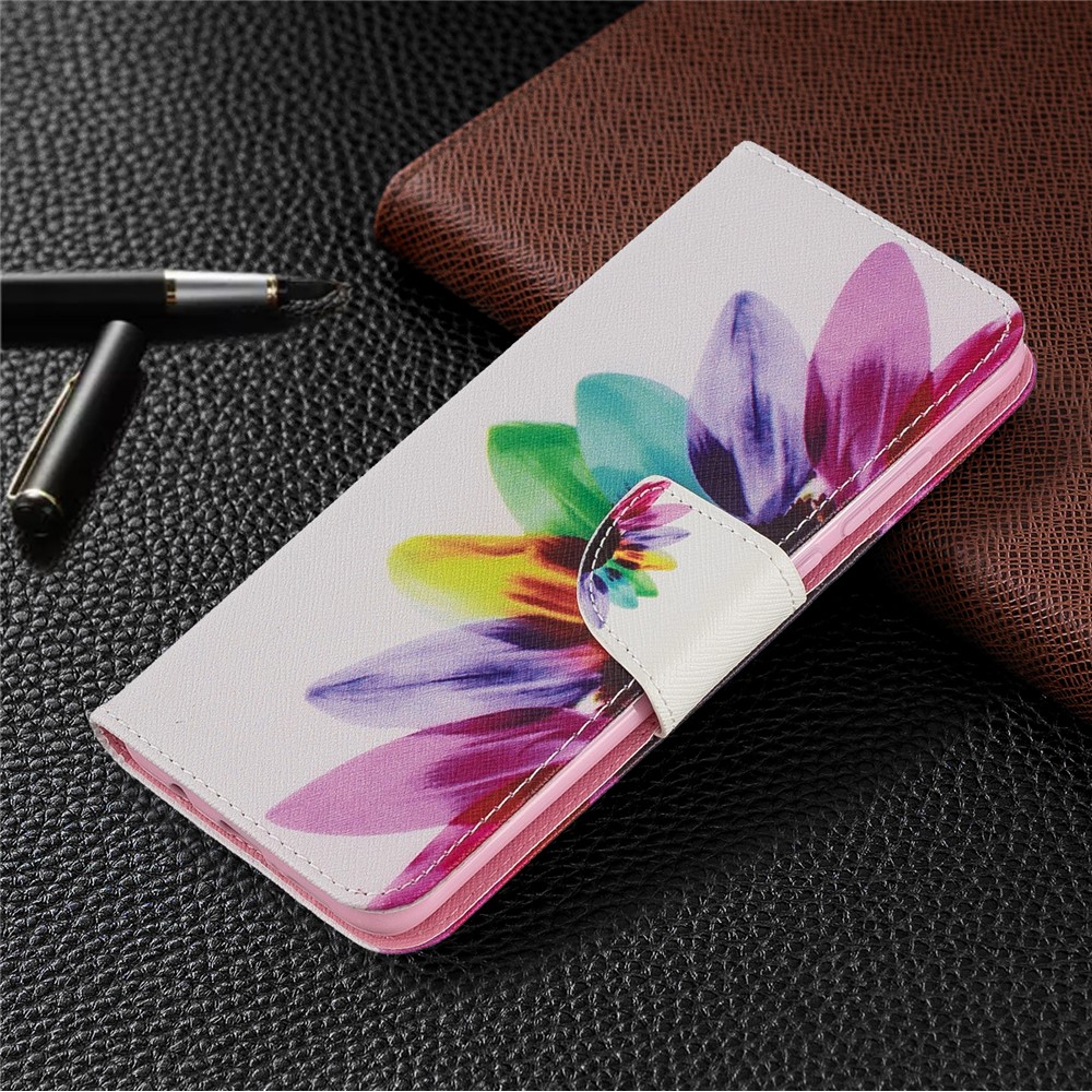 Pattern Printing Leather Wallet Case for Xiaomi Redmi Note 8 Pro - Colorful Petals-7