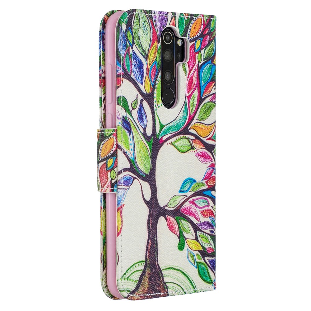 Estuche de Billetera de Cuero de Impresión de Patrones Para Xiaomi Redmi Note 8 Pro - Árbol Colorizado