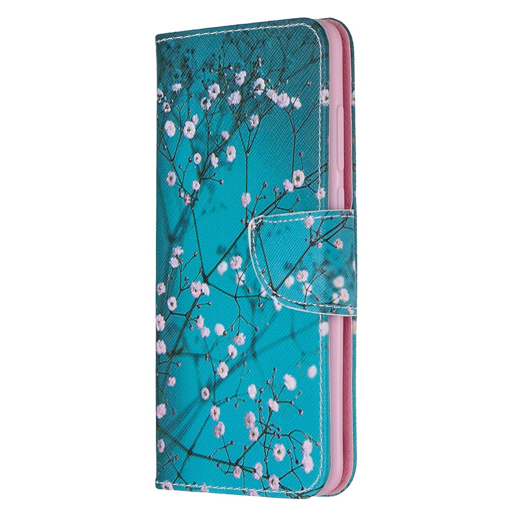Pattern Printing Leather Wallet Case for Xiaomi Redmi Note 8 Pro - Tree with Flowers-2