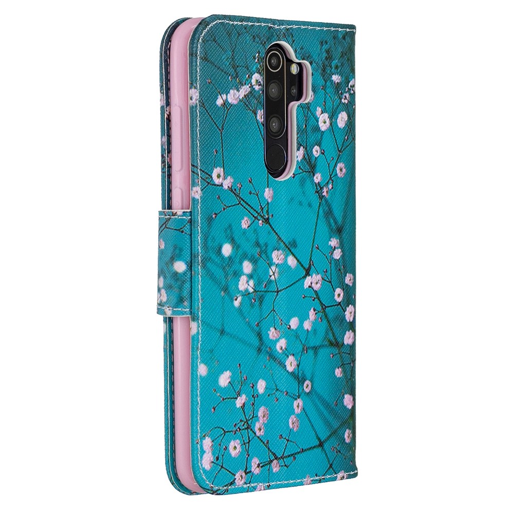 Pattern Printing Leather Wallet Case for Xiaomi Redmi Note 8 Pro - Tree with Flowers-3