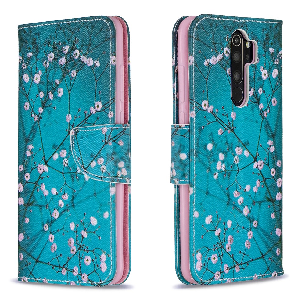 Pattern Printing Leather Wallet Case for Xiaomi Redmi Note 8 Pro - Tree with Flowers-4
