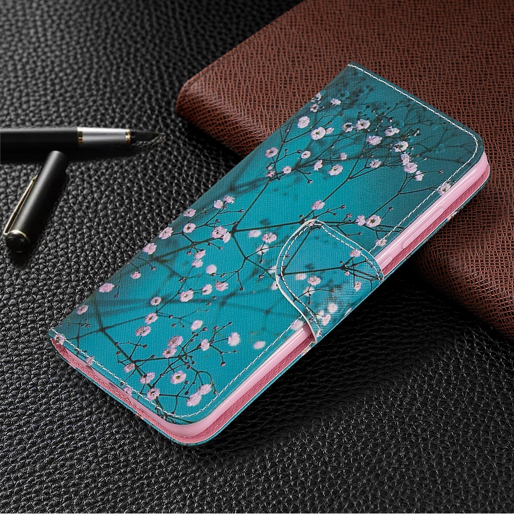 Pattern Printing Leather Wallet Case for Xiaomi Redmi Note 8 Pro - Tree with Flowers-7