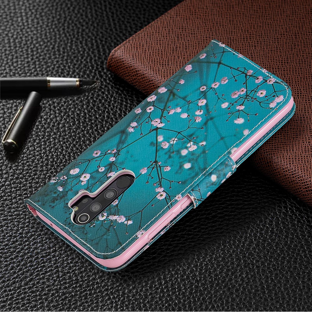 Pattern Printing Leather Wallet Case for Xiaomi Redmi Note 8 Pro - Tree with Flowers-8