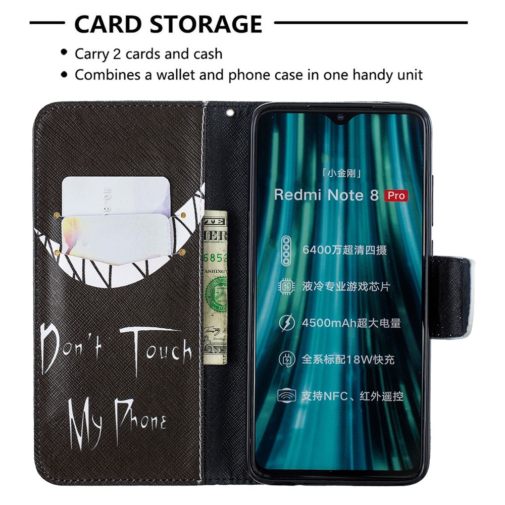 Stampa Modello Della Cassa Del Raccoglitore Di Cuoio Per Xiaomi Redmi Nota 8 Pro - Non Toccare Il Mio Telefono-6