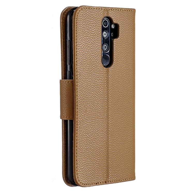 Riposare La Pelle Del Litchi Portafoglio In Pelle Caso Per Xiaomi Redmi Nota 8 Pro - Marrone-3
