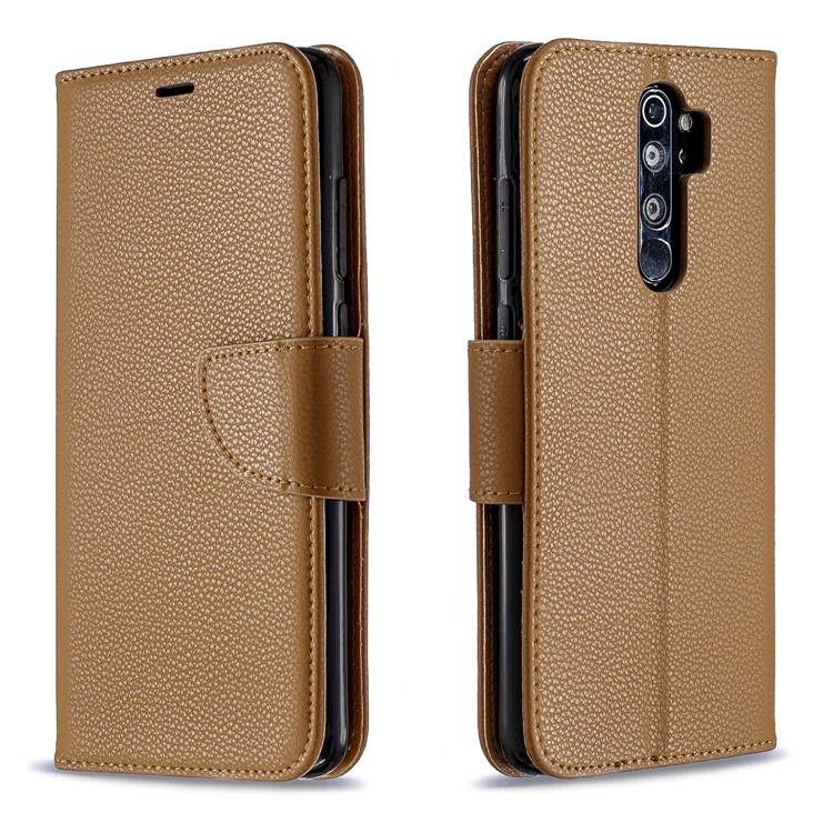 Riposare La Pelle Del Litchi Portafoglio In Pelle Caso Per Xiaomi Redmi Nota 8 Pro - Marrone-4
