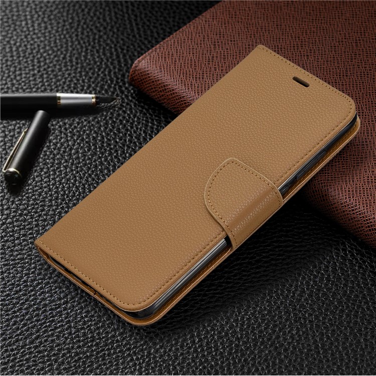 Riposare La Pelle Del Litchi Portafoglio In Pelle Caso Per Xiaomi Redmi Nota 8 Pro - Marrone-7