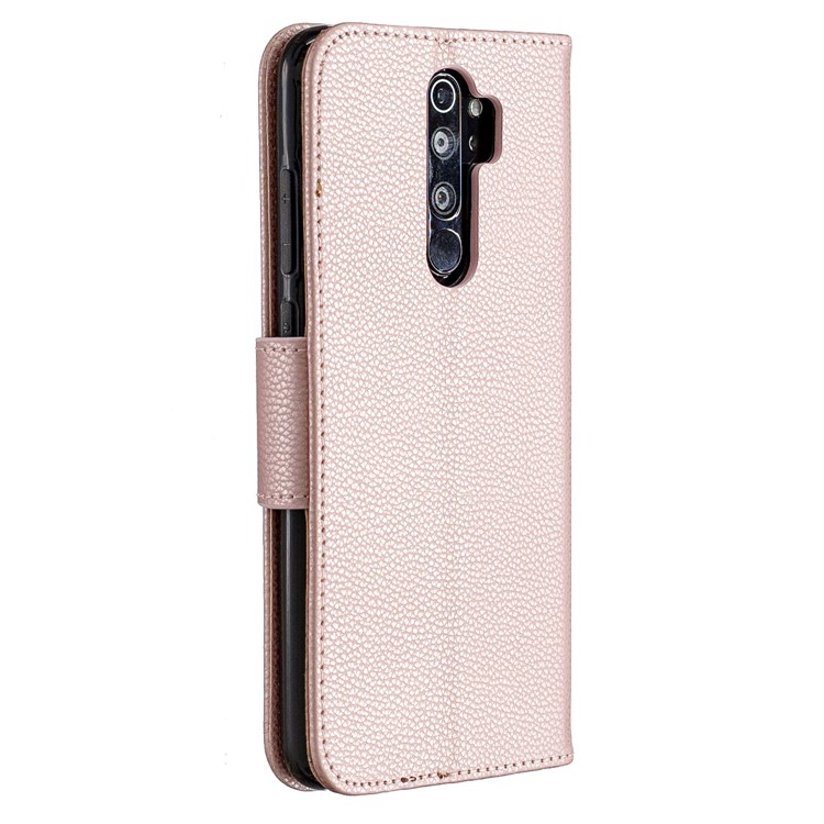 Litchi Skin Wallet Leather Stand Case for Xiaomi Redmi Note 8 Pro - Rose Gold-3