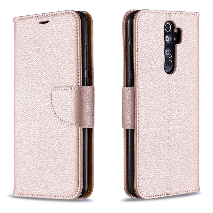 Litchi Skin Wallet Leather Stand Case for Xiaomi Redmi Note 8 Pro - Rose Gold-4
