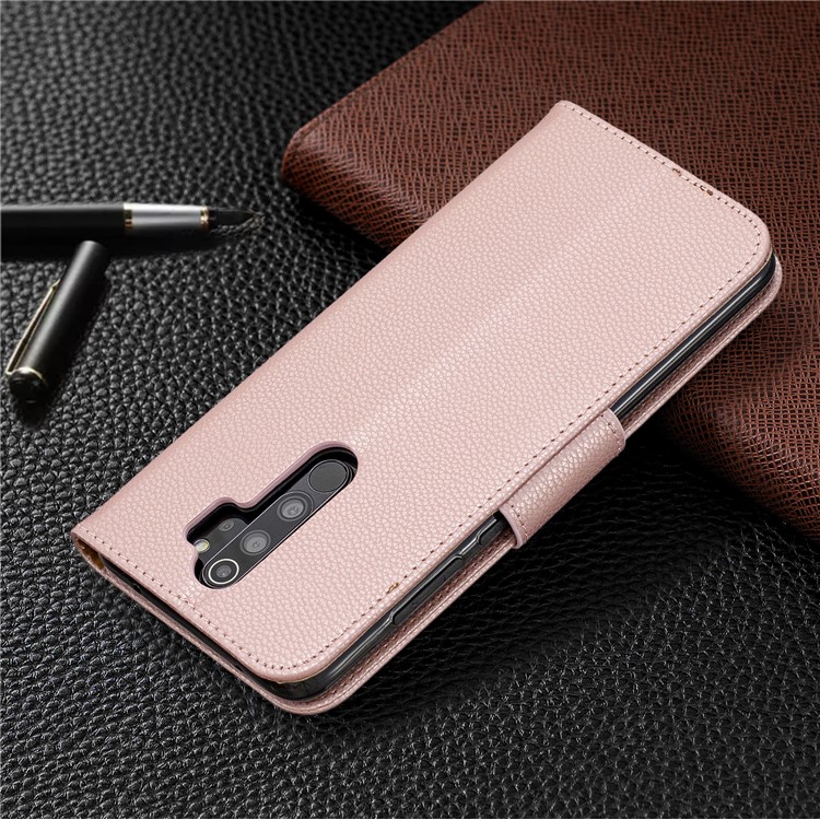 Litchi Skin Wallet Leather Stand Case for Xiaomi Redmi Note 8 Pro - Rose Gold-8