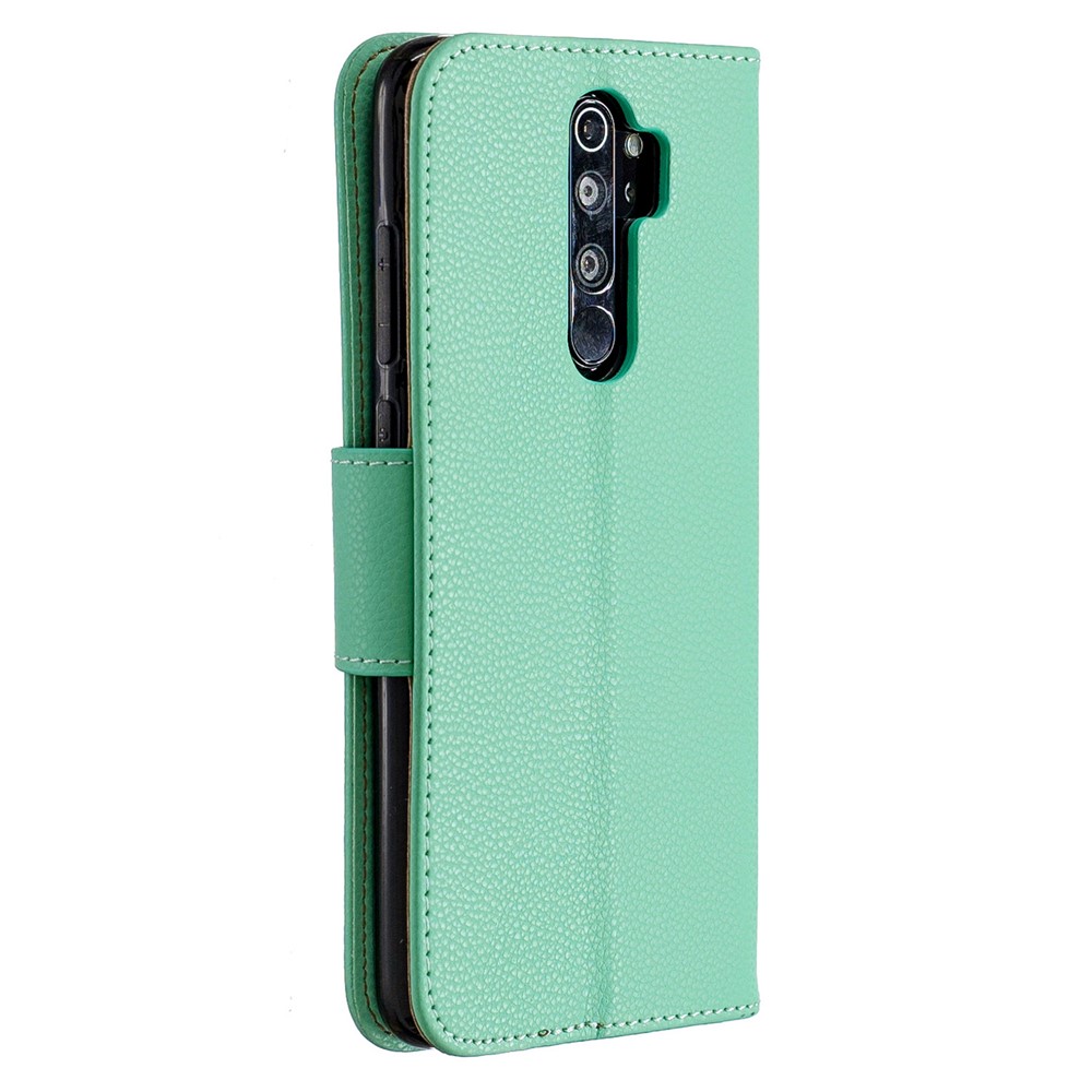 Litchi Skin Wallet Leather Stand Case for Xiaomi Redmi Note 8 Pro - Green-3