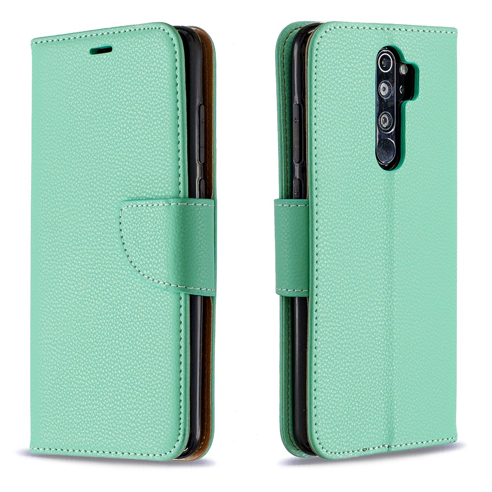 Litchi Skin Wallet Leather Stand Case for Xiaomi Redmi Note 8 Pro - Green-4