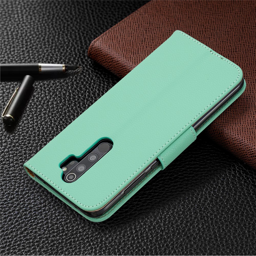 Litchi Skin Wallet Leather Stand Case for Xiaomi Redmi Note 8 Pro - Green-8