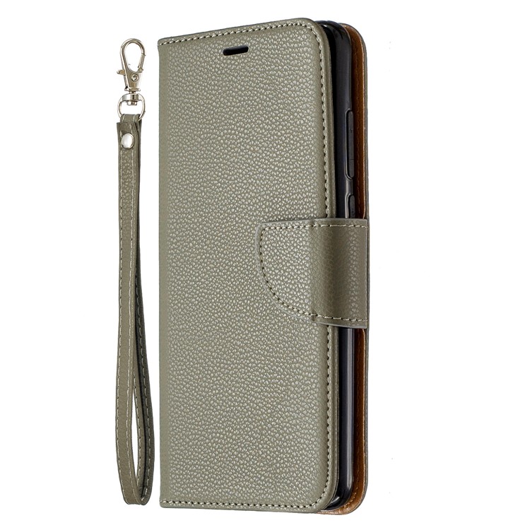 Litchi Skin Wallet Leather Stand Case for Xiaomi Redmi Note 8 Pro - Grey-2