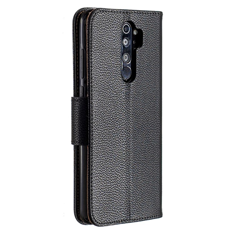 Litchi Skin Wallet Leather Stand Case for Xiaomi Redmi Note 8 Pro - Black-3