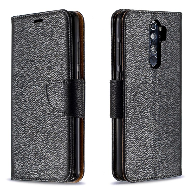 Litchi Skin Wallet Leather Stand Case for Xiaomi Redmi Note 8 Pro - Black-4