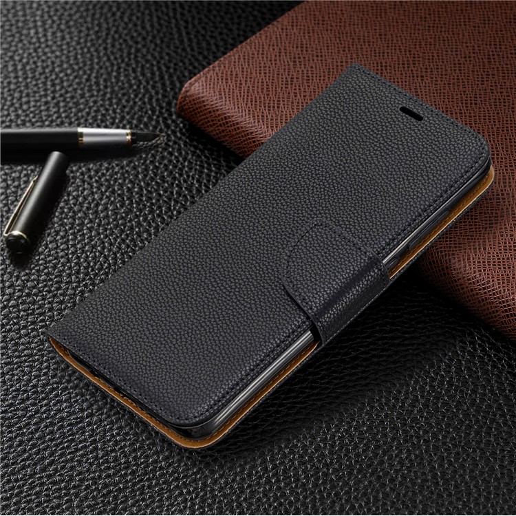 Litchi Skin Wallet Leather Stand Case for Xiaomi Redmi Note 8 Pro - Black-7