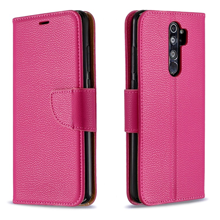 Litchi Skin Wallet Leather Stand Case for Xiaomi Redmi Note 8 Pro - Rose-4