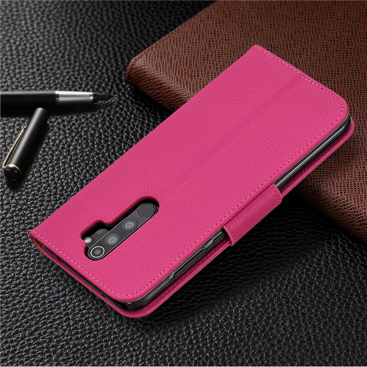 Litchi Skin Wallet Leather Stand Case for Xiaomi Redmi Note 8 Pro - Rose-8