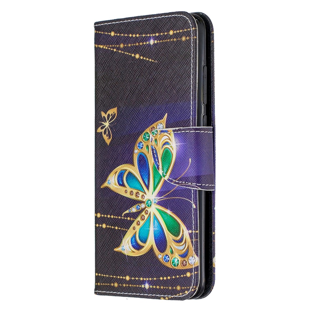 Pattern Printing Cross Texture Wallet Stand Flip Leather Case for Xiaomi Redmi Note 8 Pro - Crystal Butterflies-2