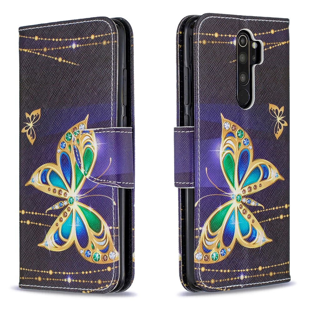 Pattern Printing Cross Texture Wallet Stand Flip Leather Case for Xiaomi Redmi Note 8 Pro - Crystal Butterflies-4