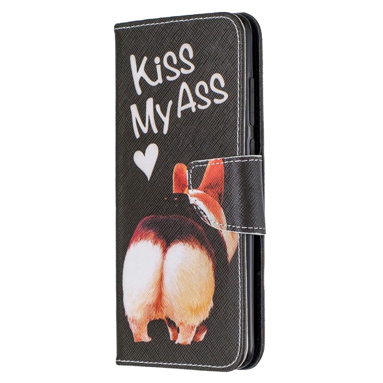 Pattern Printing Cross Texture Wallet Stand Flip Leather Case for Xiaomi Redmi Note 8 Pro - Kiss My Ass-2