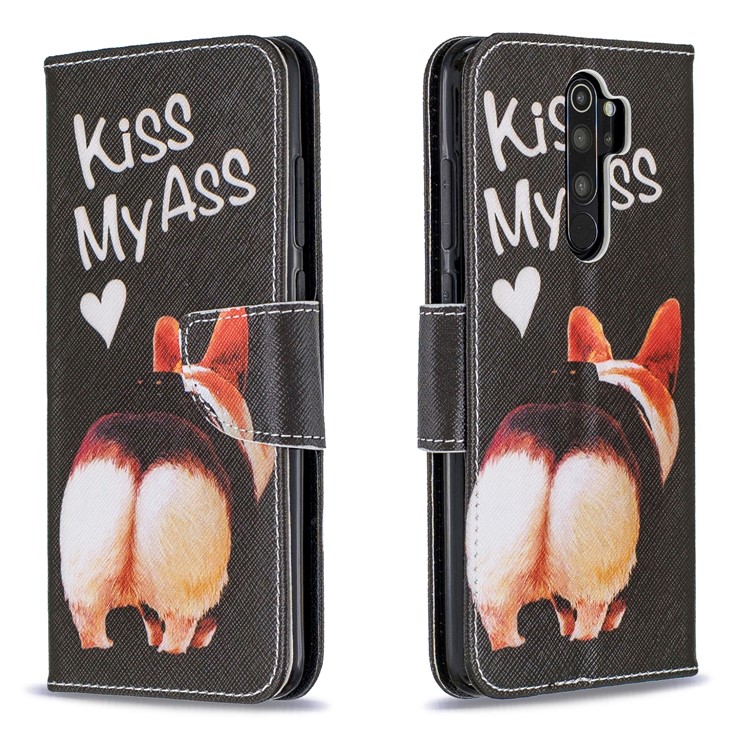 Pattern Printing Cross Texture Wallet Stand Flip Leather Case for Xiaomi Redmi Note 8 Pro - Kiss My Ass-4