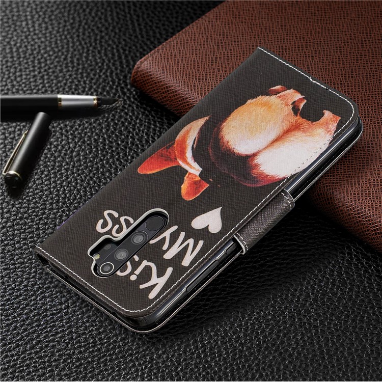 Pattern Printing Cross Texture Wallet Stand Flip Leather Case for Xiaomi Redmi Note 8 Pro - Kiss My Ass-8