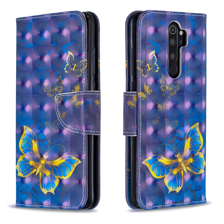 Pattern Printing Light Spot Decor Magnetic Leather Wallet Cover for Xiaomi Redmi Note 8 Pro - A Butterfly-4