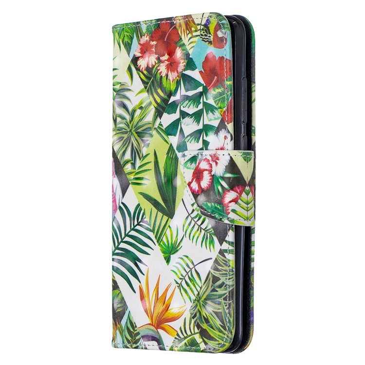 Pattern Printing Light Spot Decor Magnetic Leather Wallet Cover for Xiaomi Redmi Note 8 Pro - Banana Leaf-2