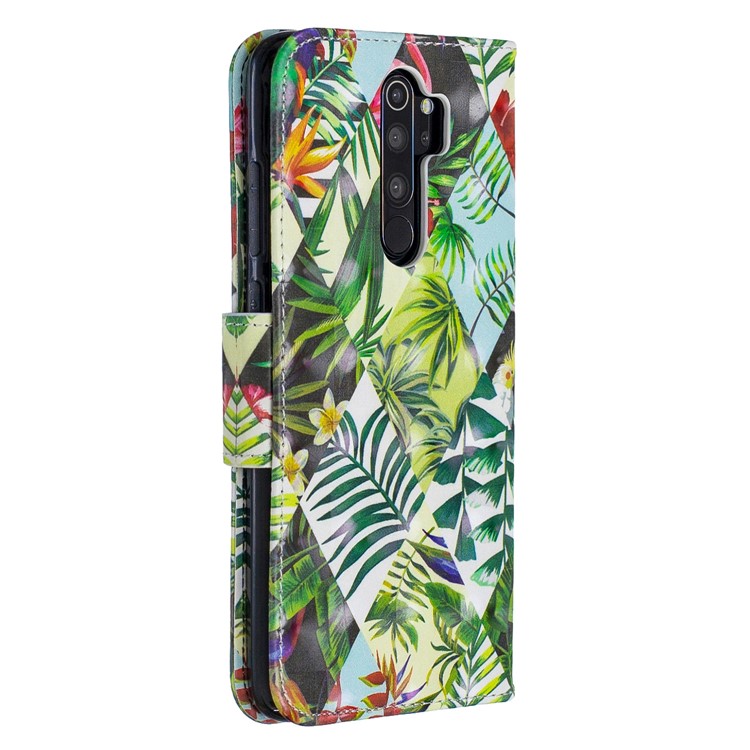 Pattern Printing Light Spot Decor Magnetic Leather Wallet Cover for Xiaomi Redmi Note 8 Pro - Banana Leaf-3