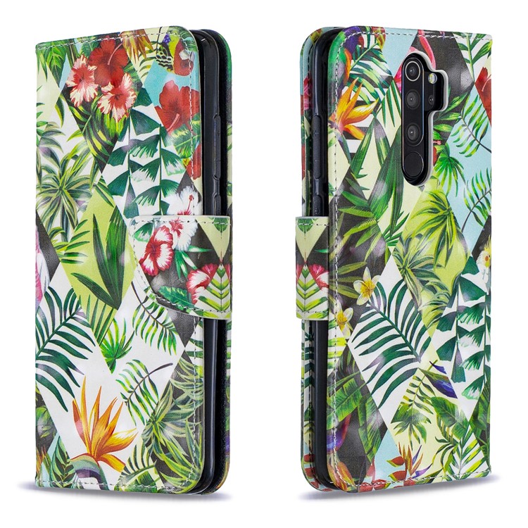 Pattern Printing Light Spot Decor Magnetic Leather Wallet Cover for Xiaomi Redmi Note 8 Pro - Banana Leaf-4