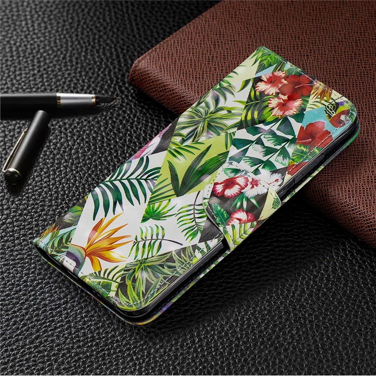 Pattern Printing Light Spot Decor Magnetic Leather Wallet Cover for Xiaomi Redmi Note 8 Pro - Banana Leaf-7