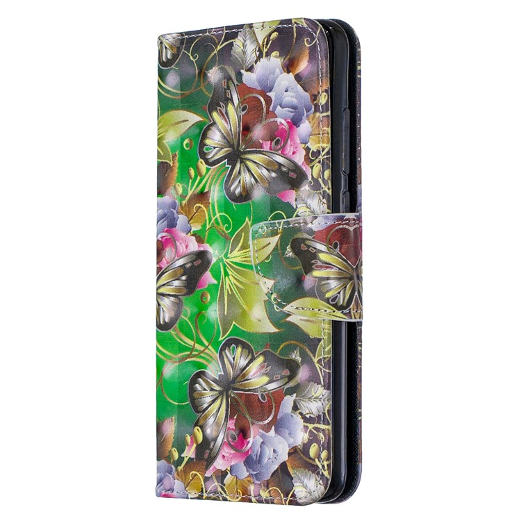 Pattern Printing Light Spot Decor Magnetic Leather Wallet Cover for Xiaomi Redmi Note 8 Pro - Green Butterfly-2