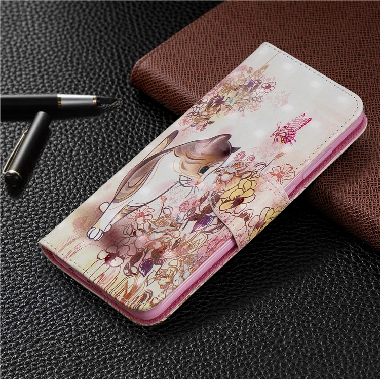 Pattern Printing Light Spot Decor Magnetic Leather Wallet Cover for Xiaomi Redmi Note 8 Pro - Cat and Flowers-7