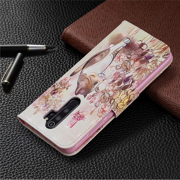 Pattern Printing Light Spot Decor Magnetic Leather Wallet Cover for Xiaomi Redmi Note 8 Pro - Cat and Flowers-8