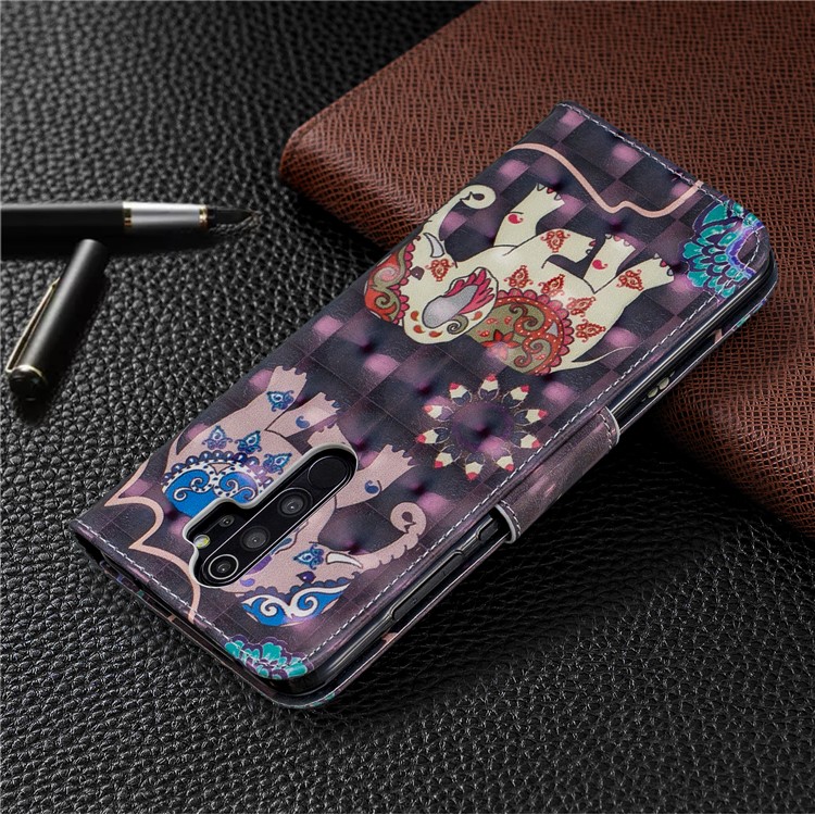 Pattern Printing Light Spot Decor Magnetic Leather Wallet Cover for Xiaomi Redmi Note 8 Pro - Elephant-8