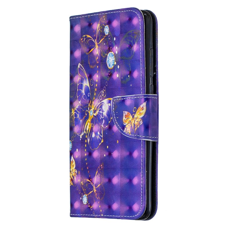 Pattern Printing Light Spot Decor Magnetic Leather Wallet Cover for Xiaomi Redmi Note 8 Pro - Purple Butterfly-2