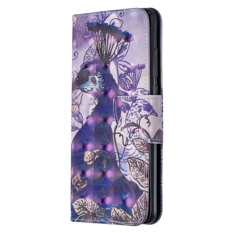 Pattern Printing Light Spot Decor Magnetic Leather Wallet Cover for Xiaomi Redmi Note 8 Pro - Peacock-2