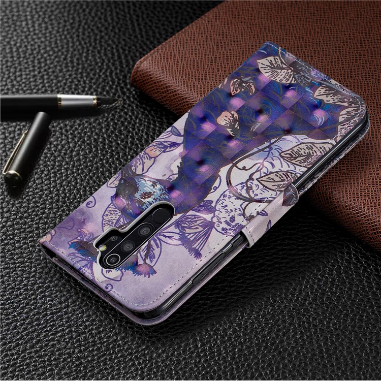 Pattern Printing Light Spot Decor Magnetic Leather Wallet Cover for Xiaomi Redmi Note 8 Pro - Peacock-8