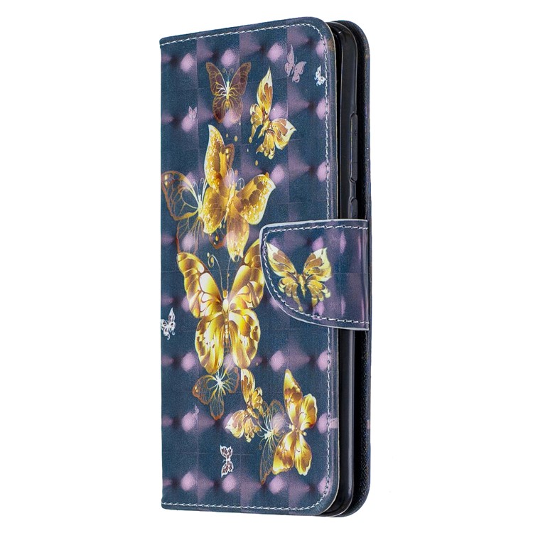 Pattern Printing Light Spot Decor Magnetic Leather Wallet Cover for Xiaomi Redmi Note 8 Pro - Golden Butterfly-2