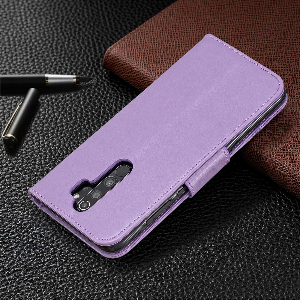 Imprint Butterfly Stand Leather Wallet Casing for Xiaomi Redmi Note 8 Pro - Purple-8