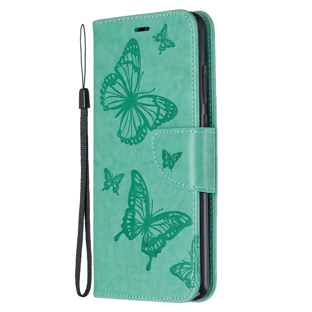 Imprint Butterfly Stand Leather Wallet Casing for Xiaomi Redmi Note 8 Pro - Green-2
